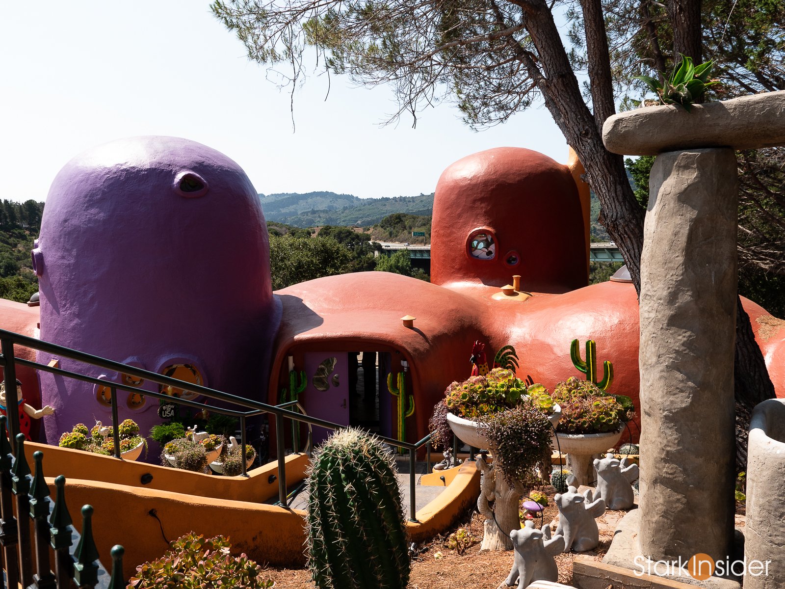 Flintstone House colorful exterior architecture - California eccentric home